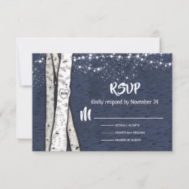 Abend Birch Tree Hochzeit Tinkle Lichter UAWG RSVP Karte