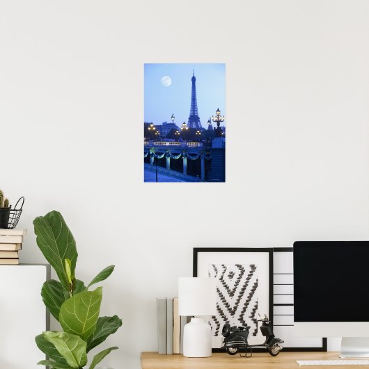 Abend Blick auf den Eiffelturm Poster (Heimbüro)