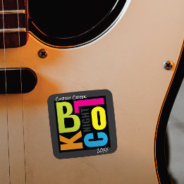 Abend-Blockparty-Retro-Typografie-Musikfestival Quadratischer Aufkleber