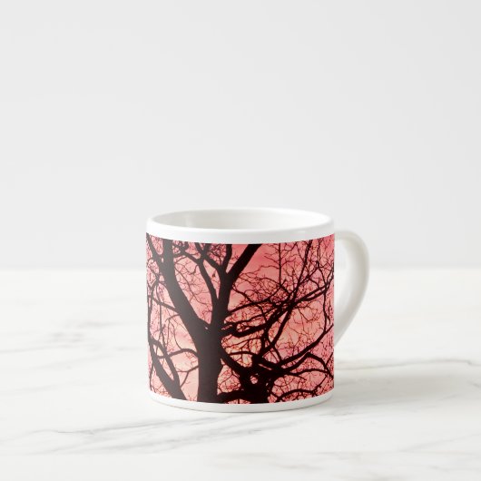 Abend Blush Tree Silhouette Espressotasse (Vorderseite Rechts)