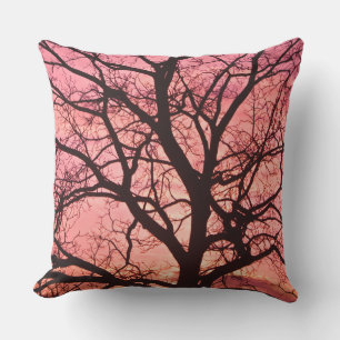 Abend Blush Tree Silhouette Kissen Für Draußen