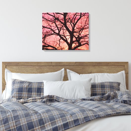 Abend Blush Tree Silhouette Leinwanddruck (Insitu (Schlafzimmer))