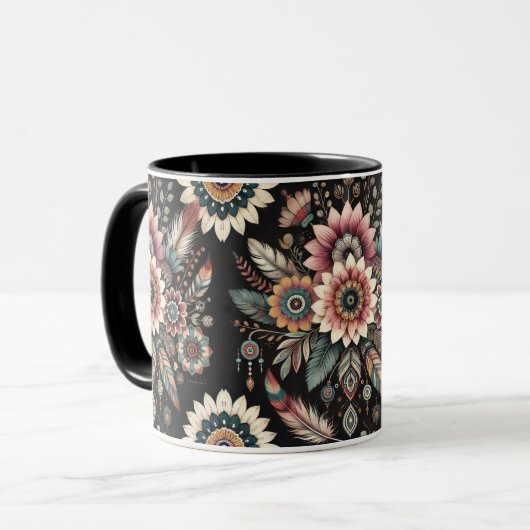 Abend Boho Blooms Tasse (Vorderseite Links)