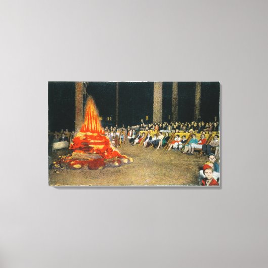 Abend Bonfire im Riesenwaldhaus Leinwanddruck (Vorderseite)