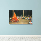 Abend Bonfire im Riesenwaldhaus Leinwanddruck (Insitu (Holzboden))