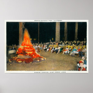 Abend Bonfire im Riesenwaldhaus Poster