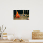 Abend Bonfire im Riesenwaldhaus Poster (Küche)