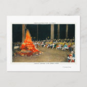 Abend Bonfire im Riesenwaldhaus Postkarte (Vorderseite)