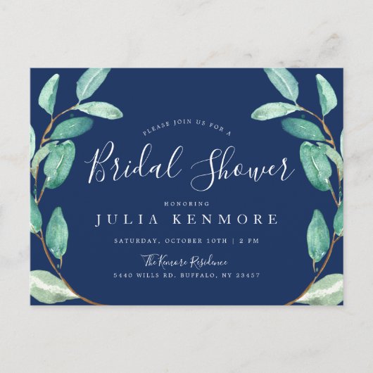 Abend Botanical | Brautparty Einladung Postkarte (Vorderseite)