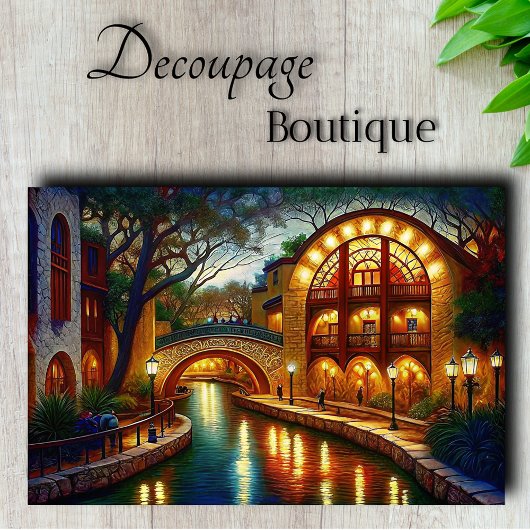Abend Canal Cityscape Decoupage Seidenpapier