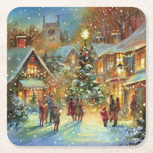 Abend Carol Rechteckiger Pappuntersetzer (Vorderseite)