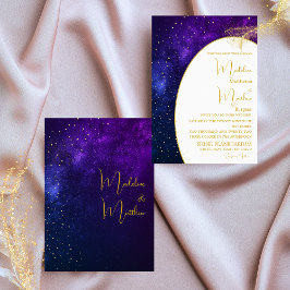 Abend Celestial Sky Gold Stars Moderne Hochzeit Einladung