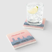 Abend Cleveland Steinuntersetzer (Seitenansicht)