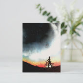 Abend Cyclist Postkarte (Stehend Vorderseite)