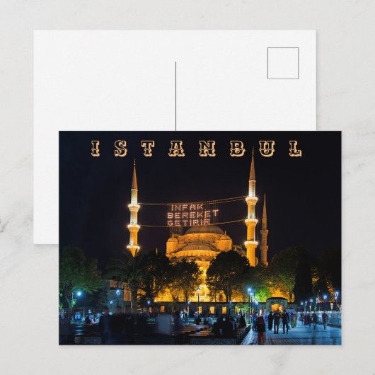 Abend. Die Sultan Ahmed Moschee. Postkarte (Vorne/Hinten)