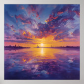 Abend Elegante - farbenfroher Sonnenuntergang über Poster (Vorne)