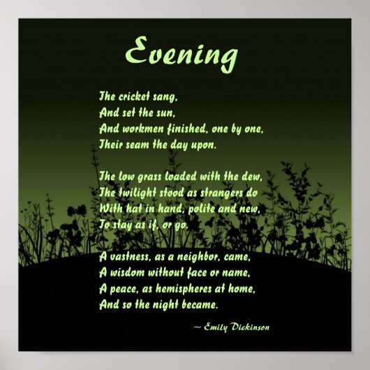 Abend, Emily Dickinson Poster (Vorne)