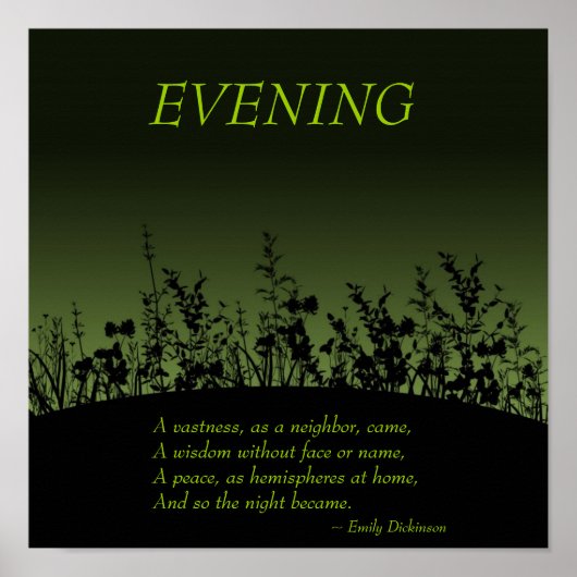 Abend, Emily Dickinson Poster (Vorne)