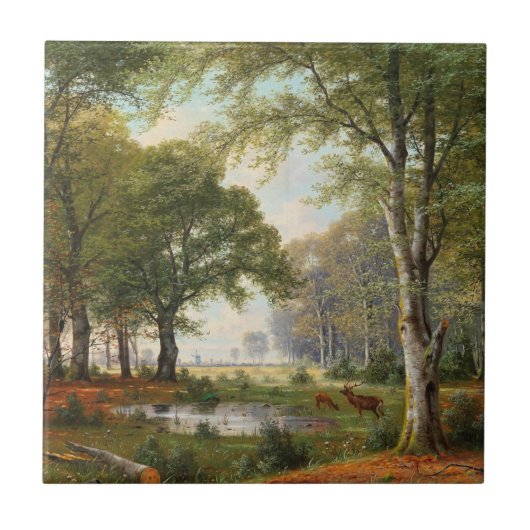 Abend Forest Landschaft Fliese (Vorderseite)