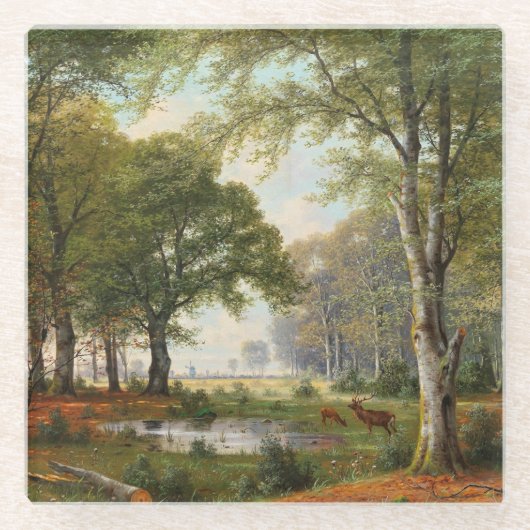 Abend Forest Landschaft Glasuntersetzer (Vorderseite)