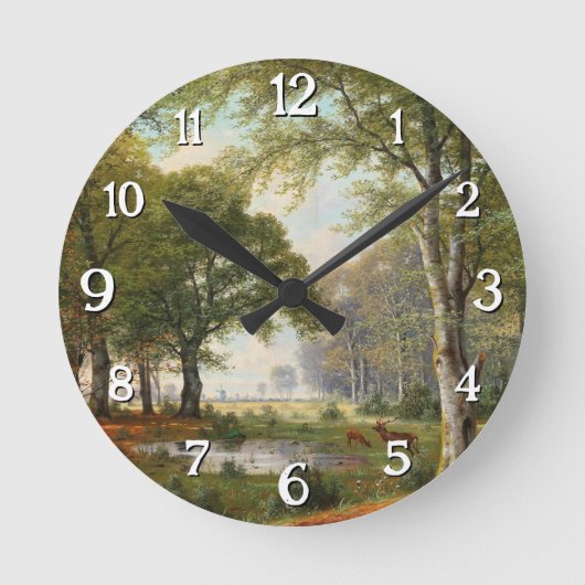 Abend Forest Landschaft Runde Wanduhr (Vorderseite)