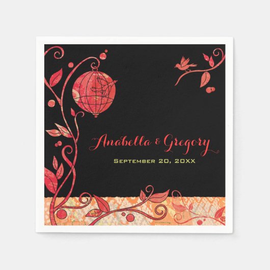 Abend Garden Love Birds Hochzeit Serviette (Vorderseite)