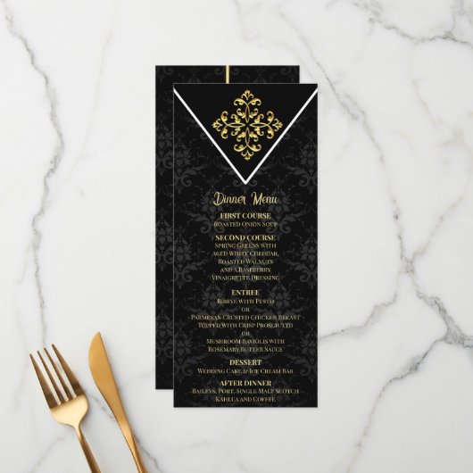 Abend Glam Wedding Menu Menükarte (Vorderseite/Rückseite Beispiel)