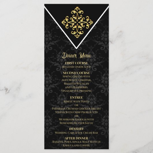 Abend Glam Wedding Menu Menükarte (Vorderseite)