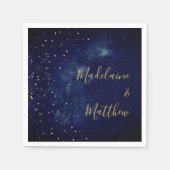 Abend Gold Stars Blue Astral Wedding Serviette (Vorderseite)