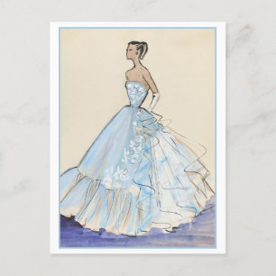 Abend Gown Fashion Design Sketch Postkarte