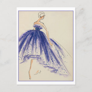 Abend Gown Fashion Design Sketch Postkarte