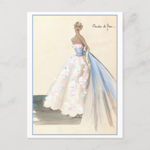 Abend Gown Fashion Design Sketch Postkarte