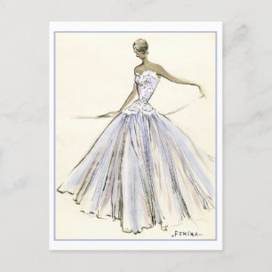 Abend Gown Fashion Design Sketch Postkarte
