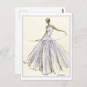 Abend Gown Fashion Design Sketch Postkarte (Vorne/Hinten)