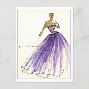 Abend Gown Fashion Design Sketch Postkarte