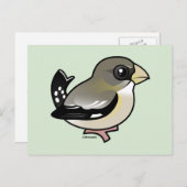 Abend Grosbeak (f) Postkarte (Vorne/Hinten)