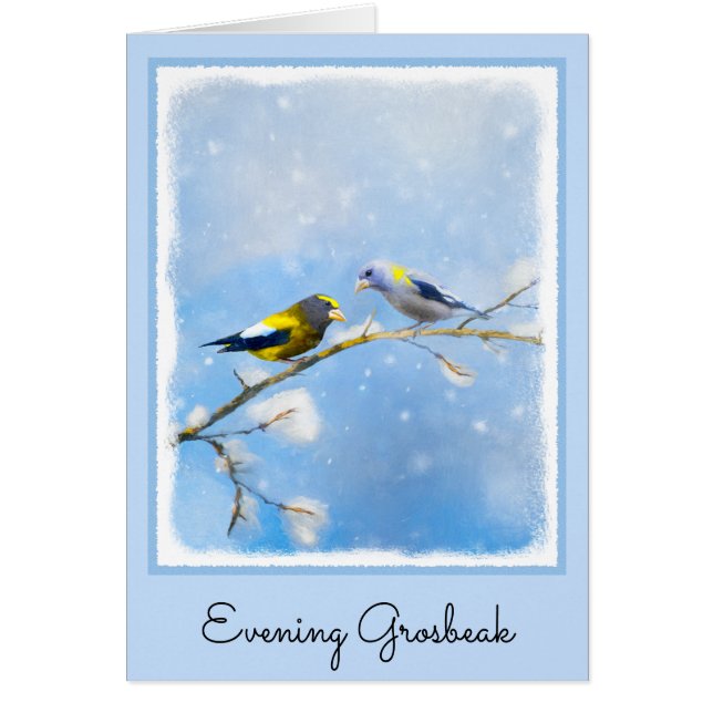 Abend Grosbeak Malerei - Niedliche Original Hunde  (Vorne)
