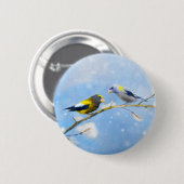 Abend Grosbeak Malerei - Niedliche Original Hunde  Button (Vorne & Hinten)