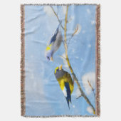 Abend Grosbeak Malerei - Niedliche Original Hunde Decke (Vorderseite Vertikal)