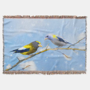 Abend Grosbeak Malerei - Niedliche Original Hunde  Decke