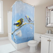 Abend Grosbeak Malerei - Niedliche Original Hunde  Duschvorhang (Beispiel)