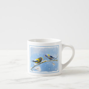 Abend Grosbeak Malerei - Niedliche Original Hunde Espressotasse