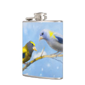 Abend Grosbeak Malerei - Niedliche Original Hunde Flachmann (Links)