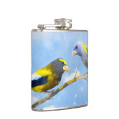 Abend Grosbeak Malerei - Niedliche Original Hunde Flachmann (Rechts)