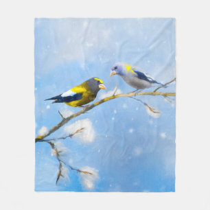 Abend Grosbeak Malerei - Niedliche Original Hunde  Fleecedecke