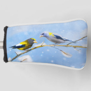 Abend Grosbeak Malerei - Niedliche Original Hunde  Golf Headcover