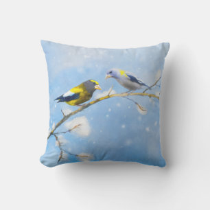 Abend Grosbeak Malerei - Niedliche Original Hunde Kissen