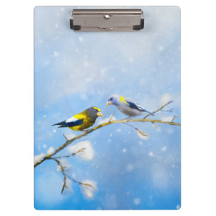 Abend Grosbeak Malerei - Niedliche Original Hunde  Klemmbrett