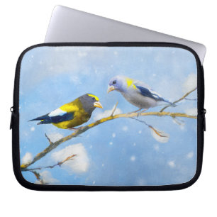 Abend Grosbeak Malerei - Niedliche Original Hunde Laptopschutzhülle