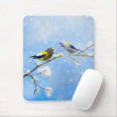 Abend Grosbeak Malerei - Niedliche Original Hunde Mousepad (Mit Mouse)